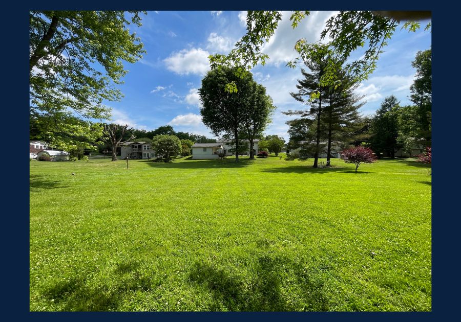 East Tennessee residential neighborhood with homes, mature trees, and large green yards.